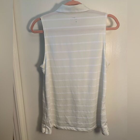 Nike EUC beige/white striped Dri-fit sleeveless victory polo Size Large - Picture 6 of 6